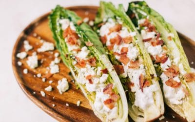 GRILLED HEARTS OF ROMAINE WITH BLUE CHEESE DRESSING