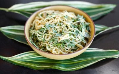 CREAMY ANGEL HAIR PASTA WITH ARUGULA