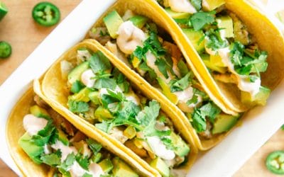 LEMON GARLIC CHICKEN TACOS WITH MEZCAL