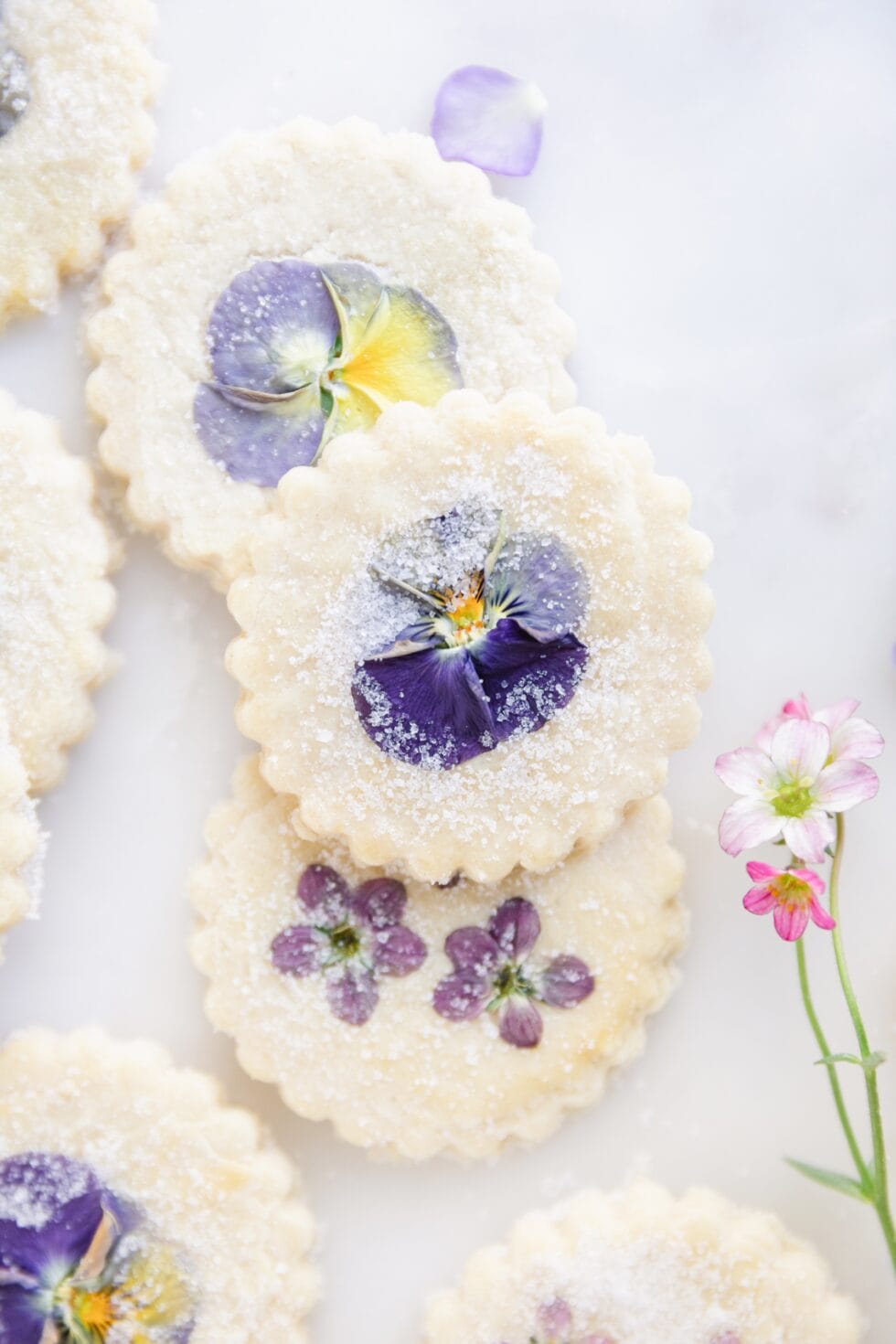 Shortbread Cookies With Edible Flowers Pretty Together